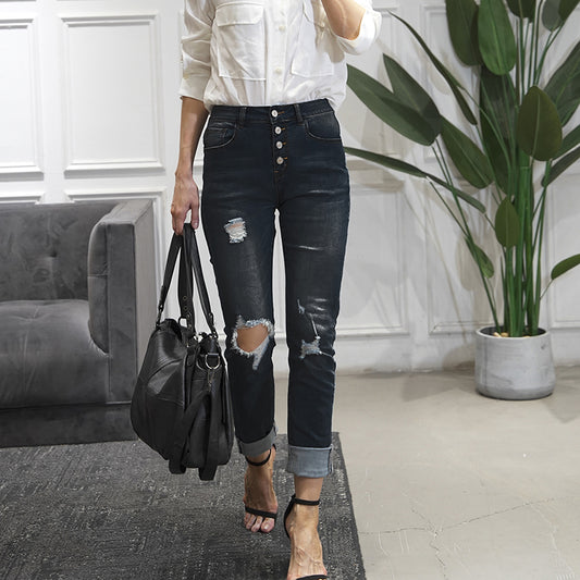 Vintage Ripped Slim Fit Jeans