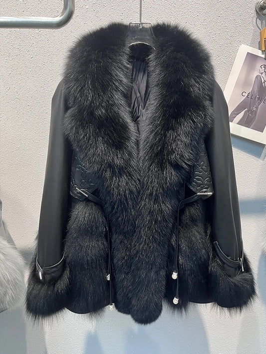 Genuine Leather Coats Real Fur Goose Down