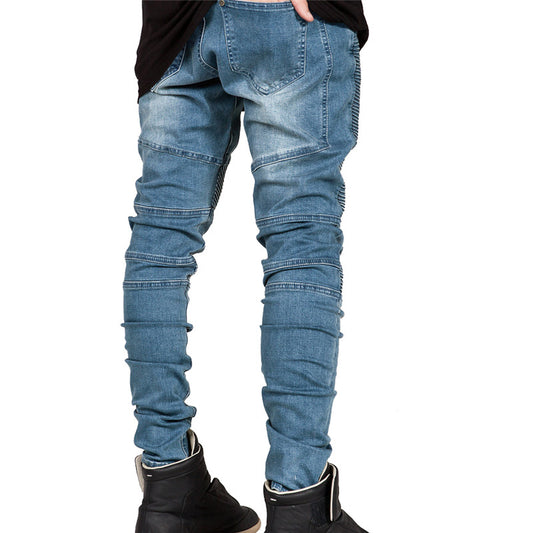 Skinny Slim Fit Washed, Ripped Biker Jeans (Multi. Colors)