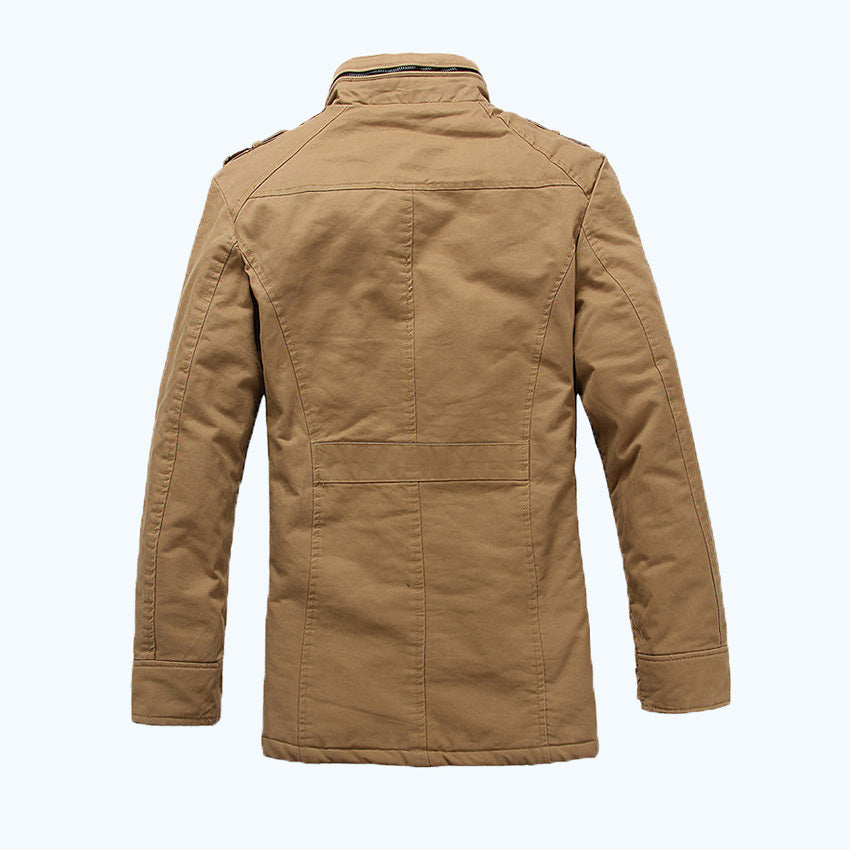 Thick Collar Trench Coat (khaki, black, & army green).