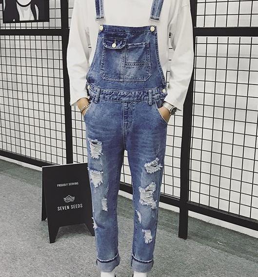 Denim Ripped Overalls