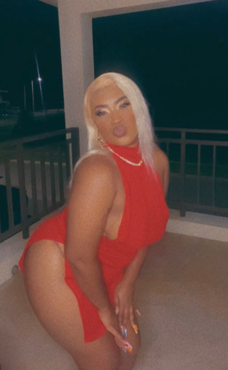 Turtleneck Halter Sleeveless Slit Mini Dresses