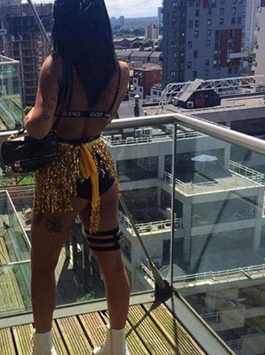 Sequined Tassel Backless 2 Pcs Dresses