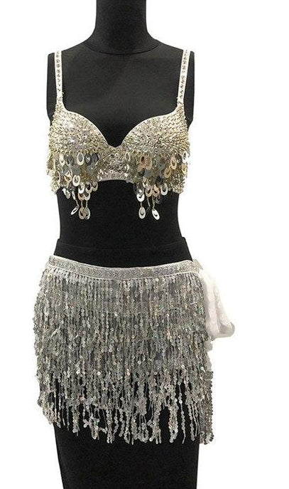 Sequined Tassel Backless 2 Pcs Dresses