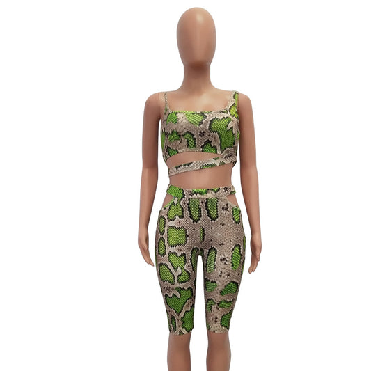 Neon Snake Print Bandage Bodycon Rompers