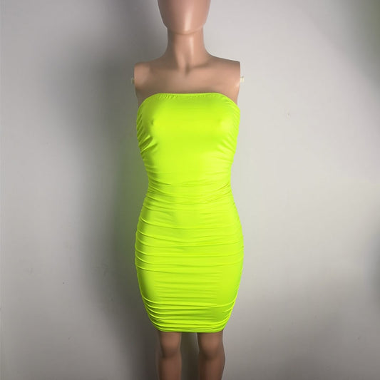 Ruched Strapless Bodycon Mini Dresses