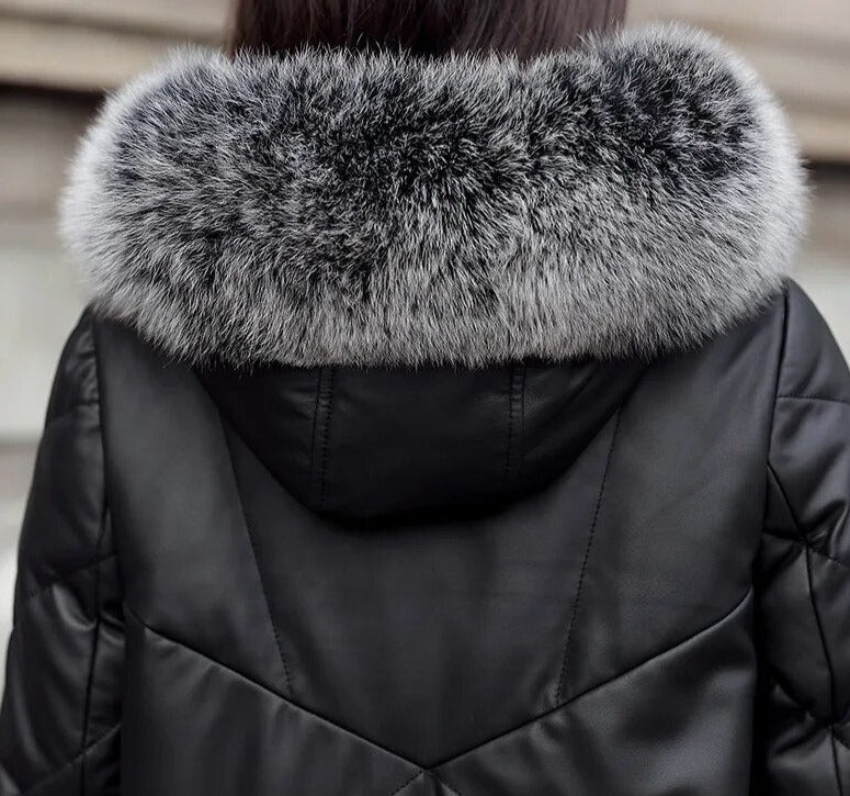 Genuine Leather Down Jacket Real Fur Parka