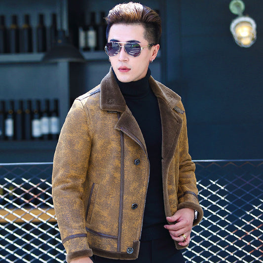 Genuine Leather Shearling Fur Moto Coats