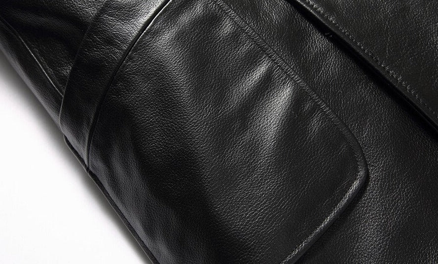 Genuine Leather Jacket Wool Fur Collar