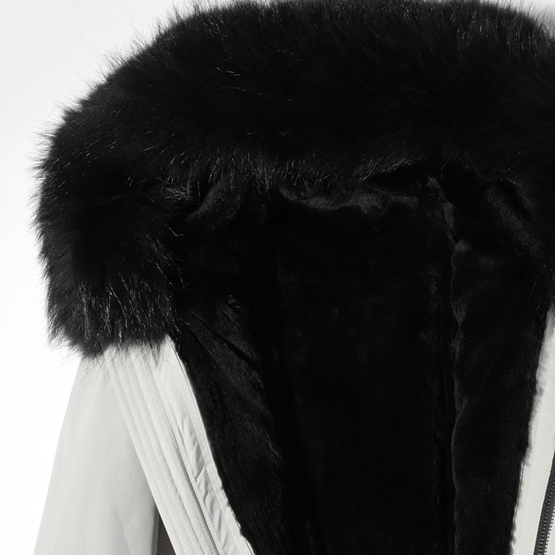 Real Rabbit Fur Liner Fox Fur Parka Coats
