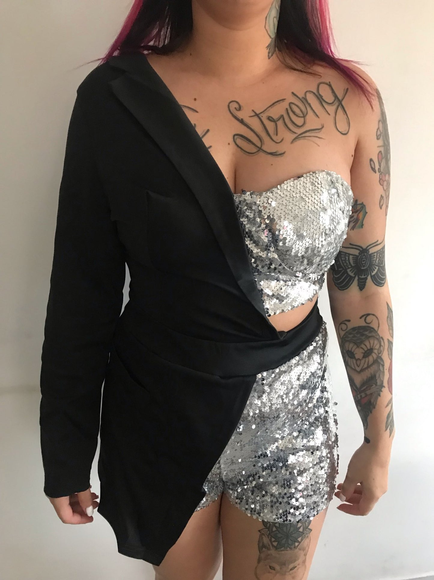 Half Blazer Sequin Rompers