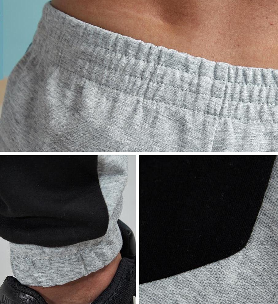 Grey with Black Patchwork Sweatpants
