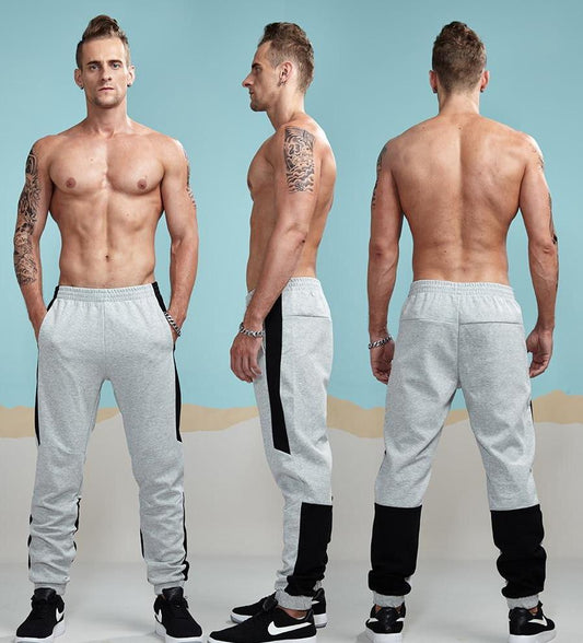 Grey with Black Patchwork Sweatpants