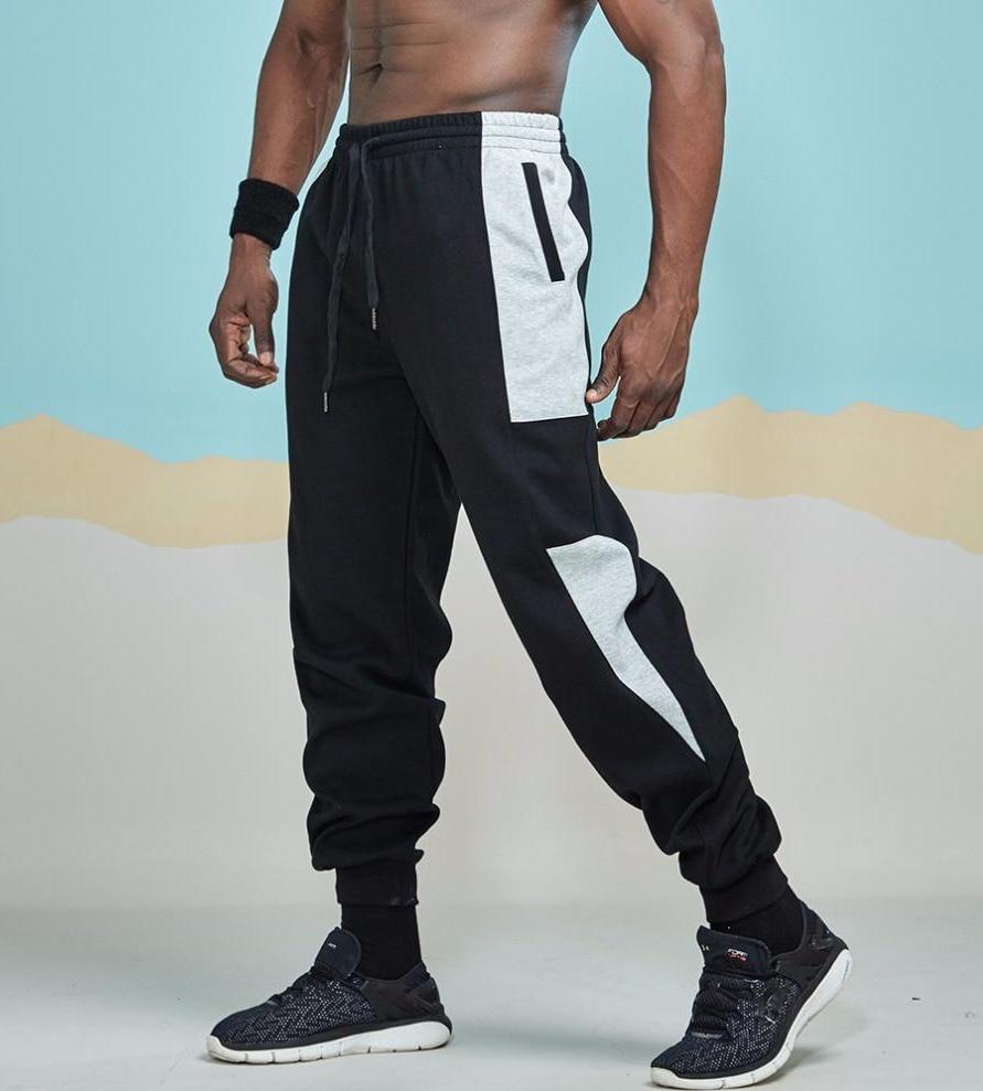 Black and Grey Patchwork Sweatpants
