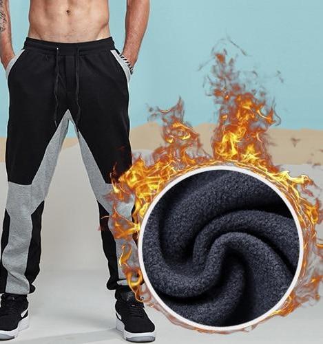 Cotton Patchwork Inner Fleece Sweatpants