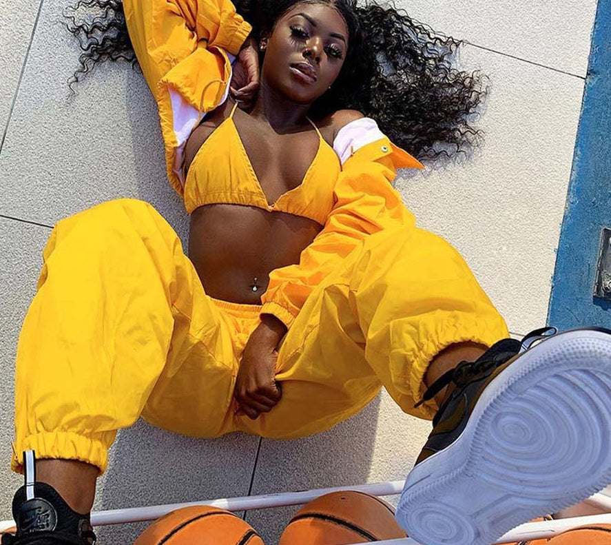 Drawstring High Waist Loose Pants