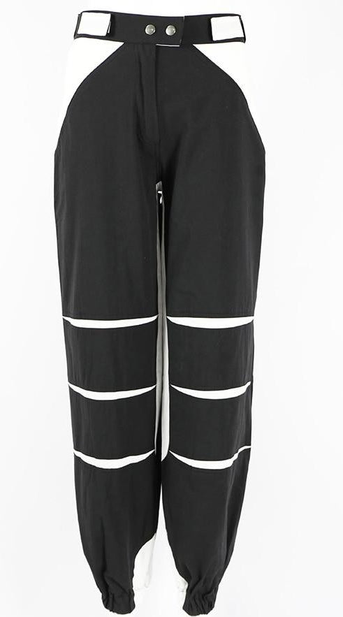 Color Rip Patchwork High Waist Loose Pants