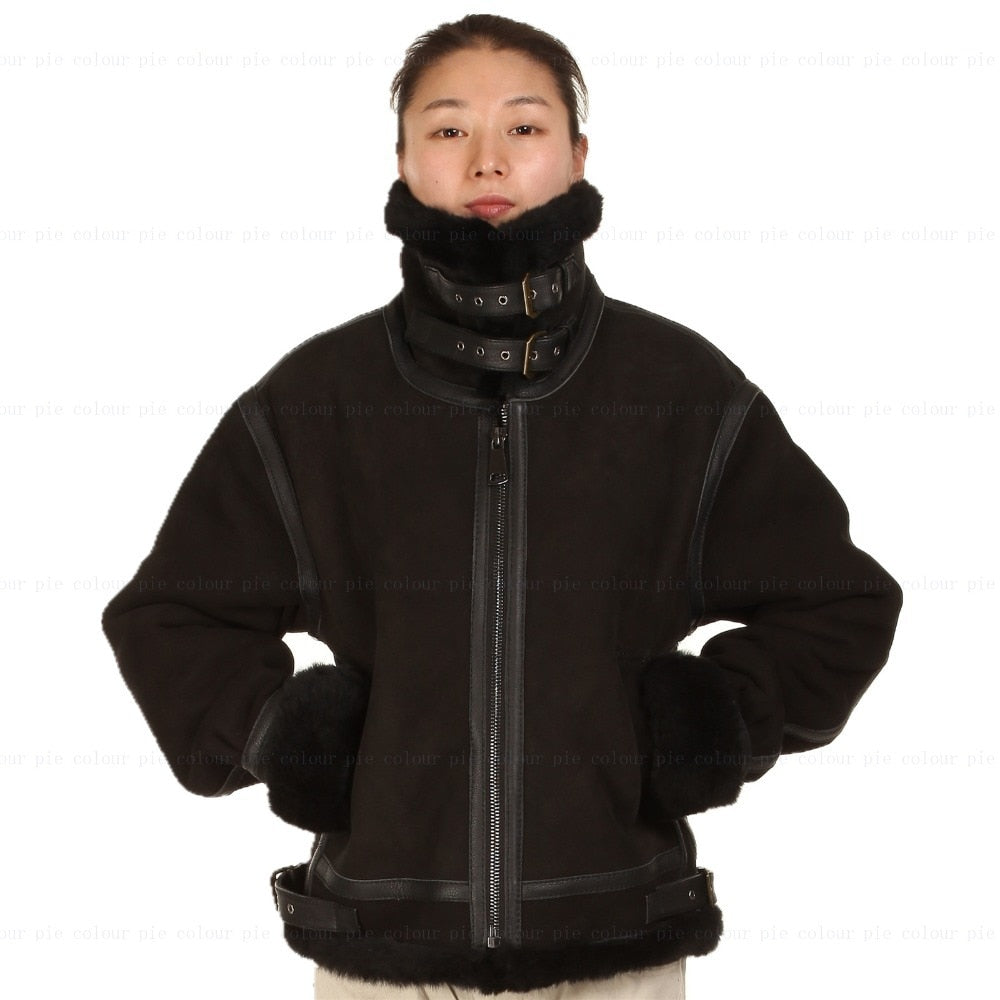 Genuine Leather Shearling Fur Lining and Trim Coats