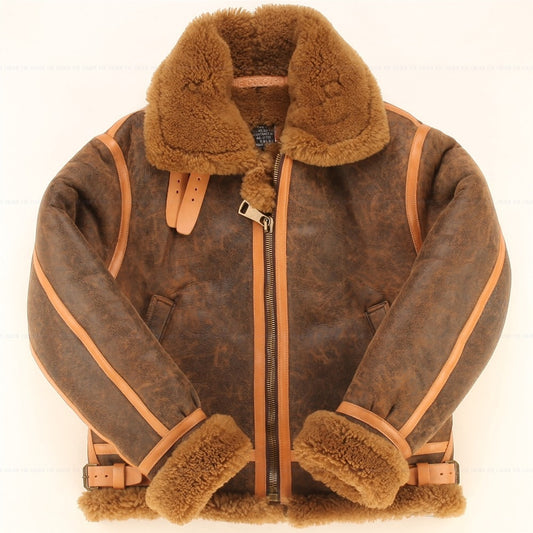 Genuine Leather Sherling Fur Aviation Polar Bomber Men/Women