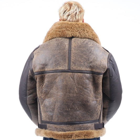 Gen. Leather Shearling Fur Air Force Polar Thick Large Collar Bomber Men/Women