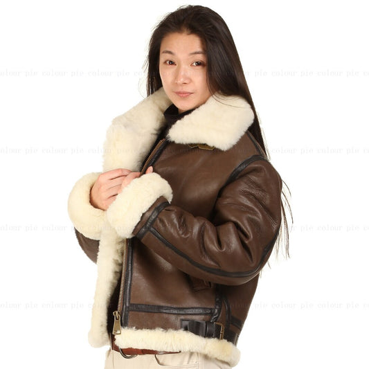Genuine Leather Shearling Fur Aviation Bombers