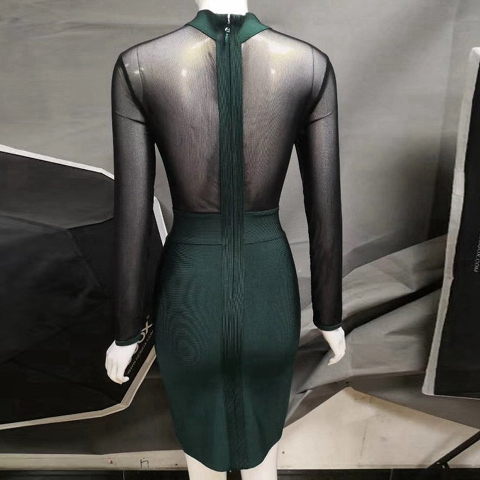 Mesh Patchwork Full Sleeve Dresses