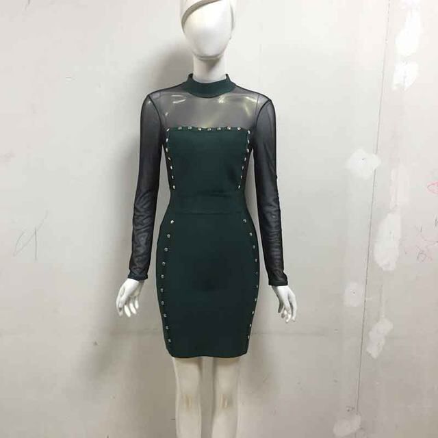 Mesh Patchwork Full Sleeve Dresses