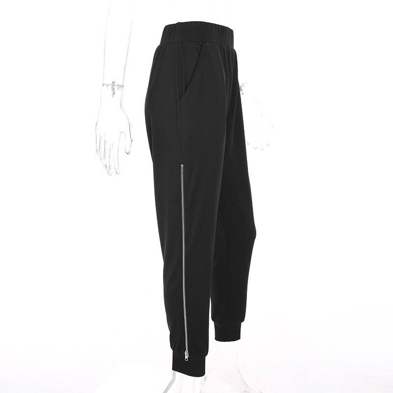 Black Harem High Waist Side Zipper Loose Pants