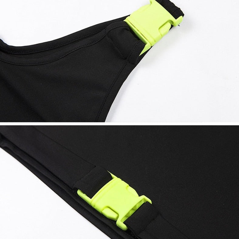 One Shoulder Buckle Neon Crop Tops