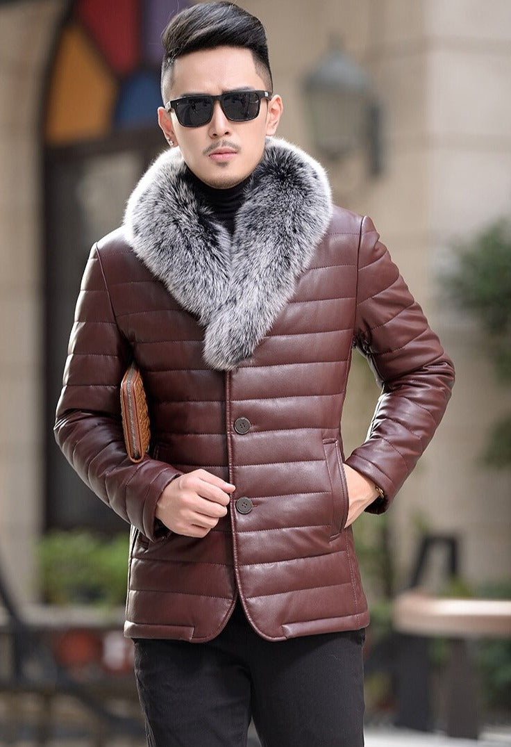 Genuine Leather Duck Down Fox Fur Coats