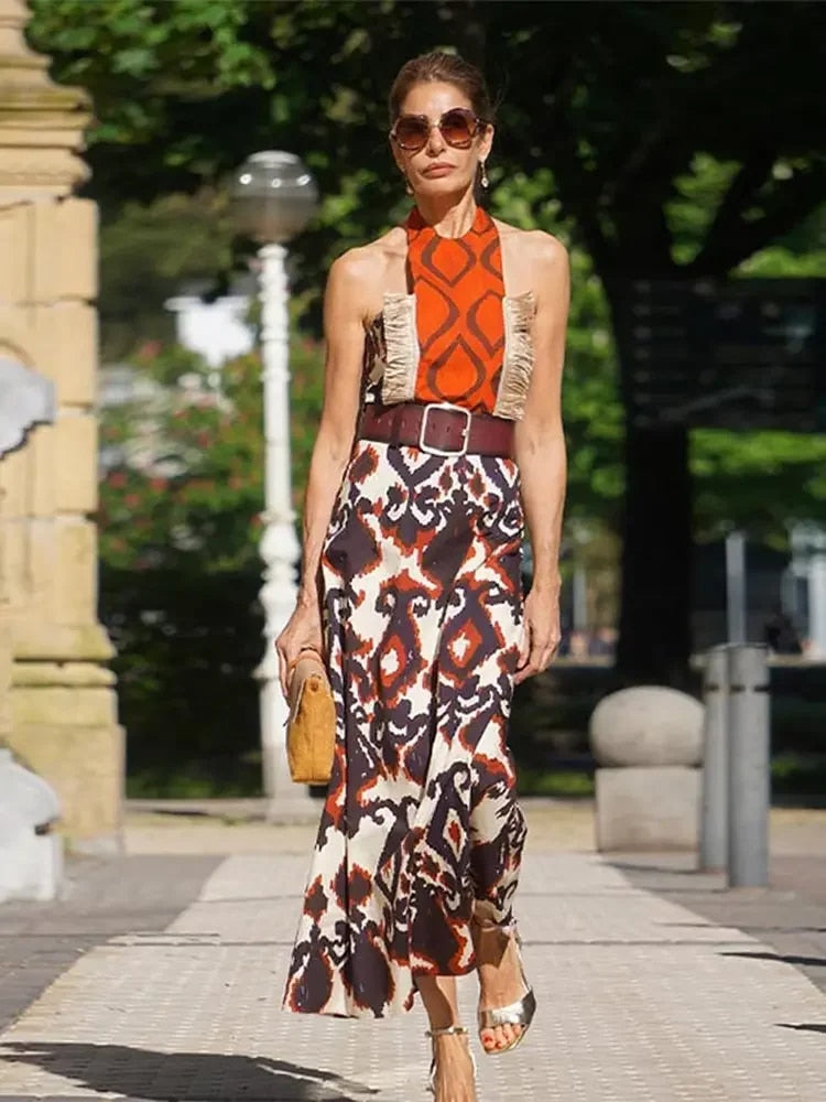 Halter Tassel Sleeveless Backless Dress
