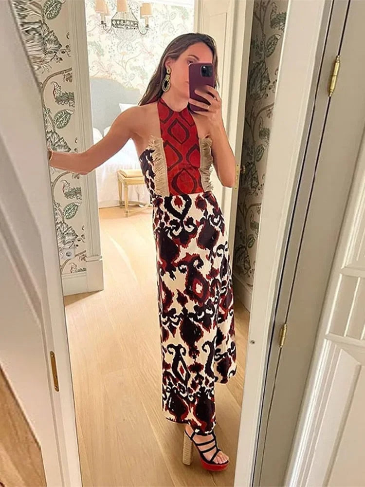 Halter Tassel Sleeveless Backless Dress