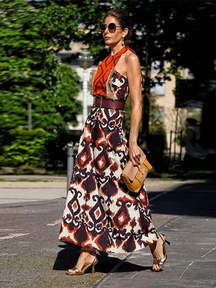 Halter Tassel Sleeveless Backless Dress