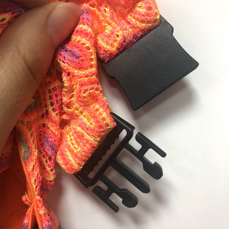 Orange Cut Out Buckle Shoulder Strap Jumpsuit
