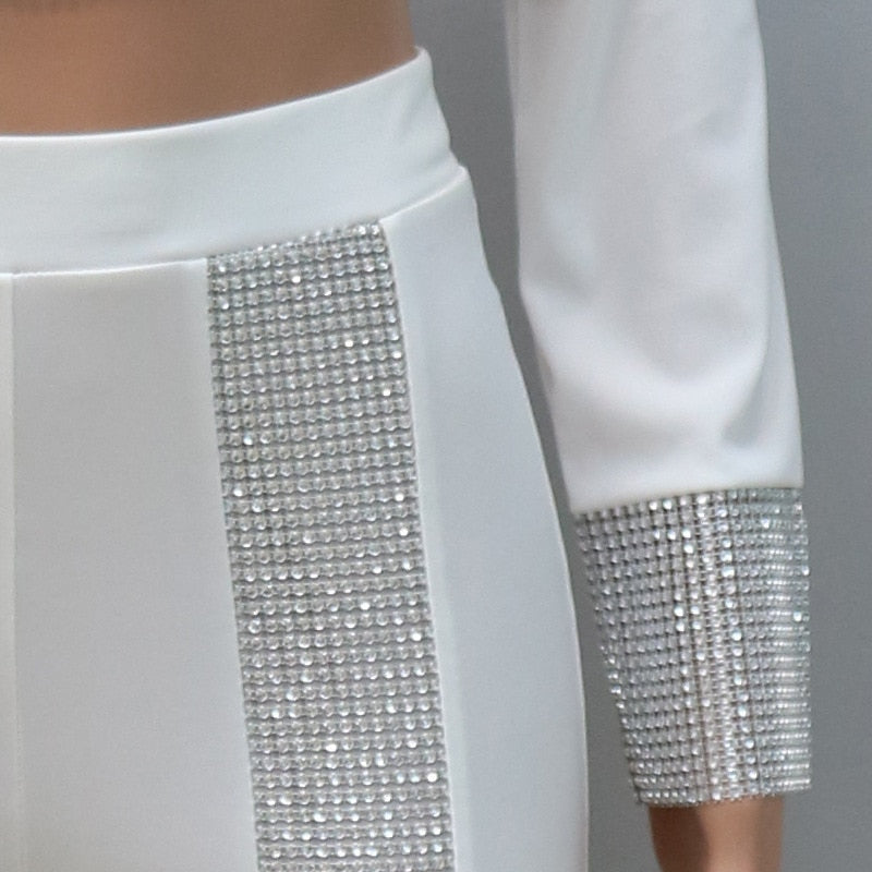 CRYSTAL Long Sleeve Mesh Crop Top & Pants