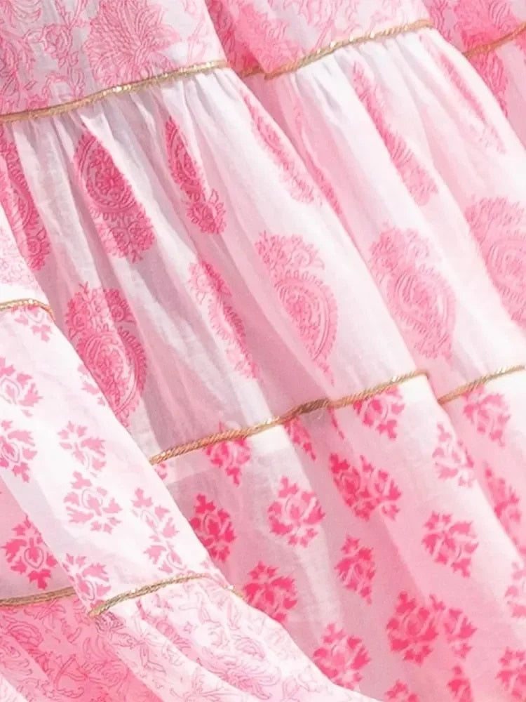 V-neck Loose Sleeveless Boho Beach Dress