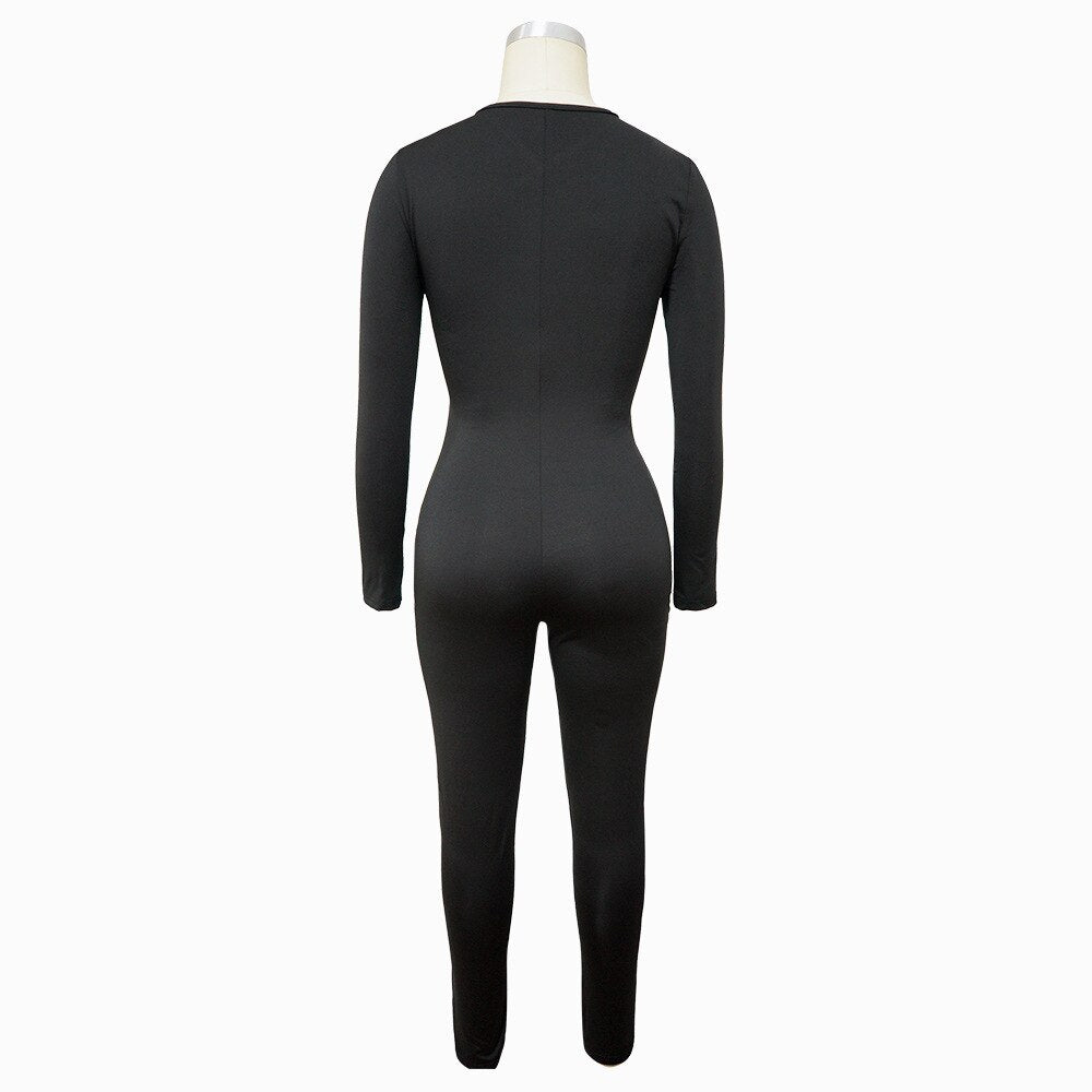 Cross Hollow Long Sleeve Jumpsuits