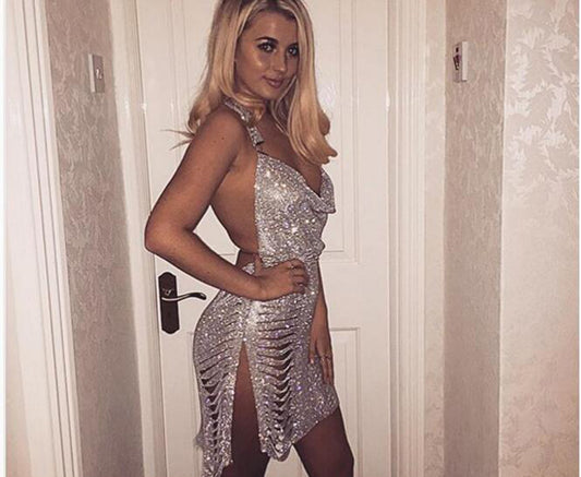 Crystal Tassel Mini Dresses