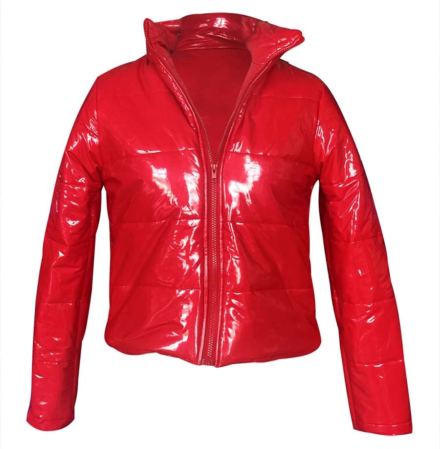 Patent Leather Crop Bubble Jackets