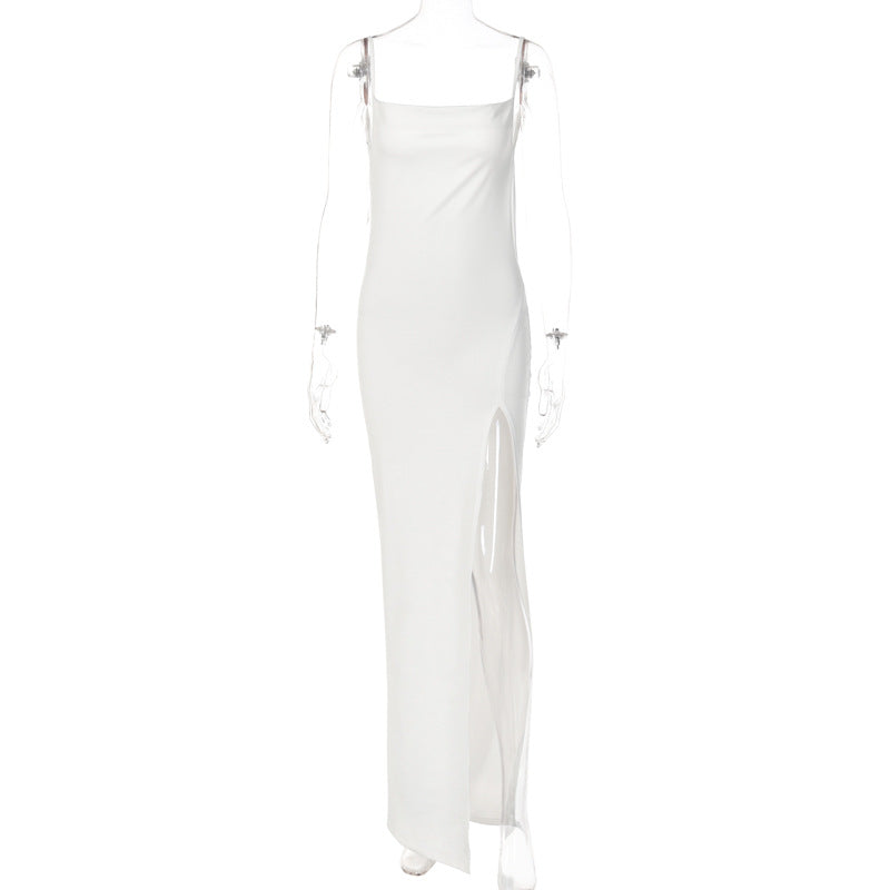 Halter Backless Split Maxi Dress