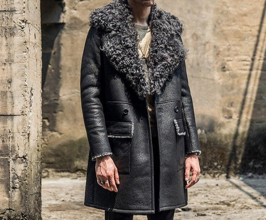 Genuine Leather Real Shearling Collar Outerwear
