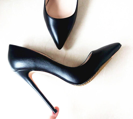 Black PU Leather Stilettos Pumps