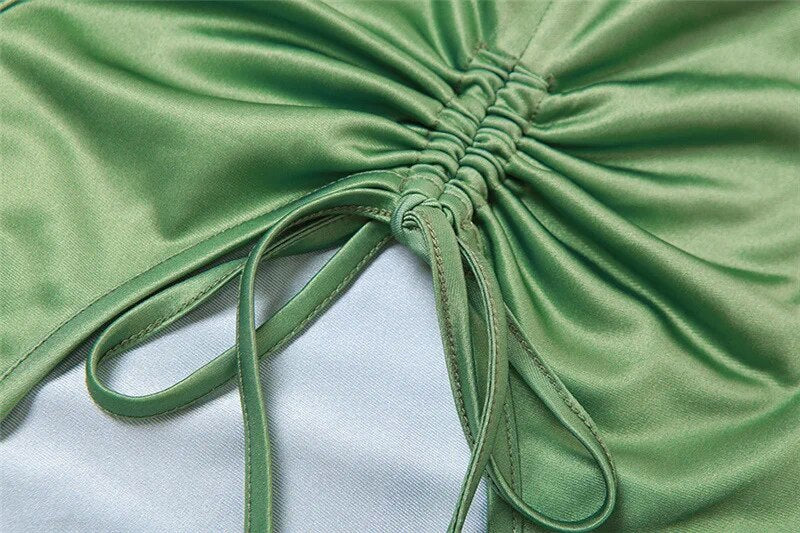 Sleeveless Hollow Back Drawstring Mini Dress