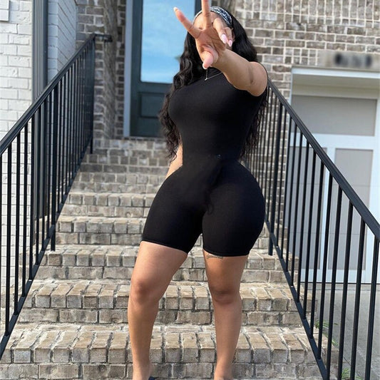 Short Sleeve Solid Rompers