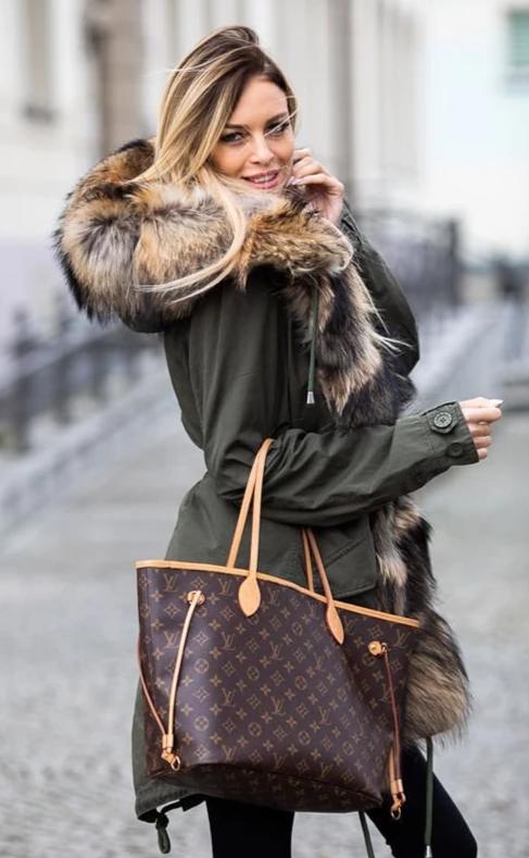 Green Rex Fox Fur Pelt Collar Parka Coats