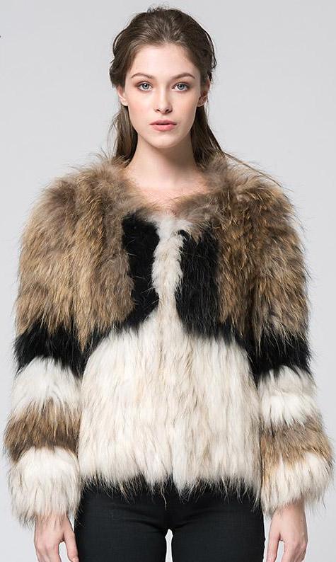 Knitted Real Rabbit Fur Multi Color Short Coat