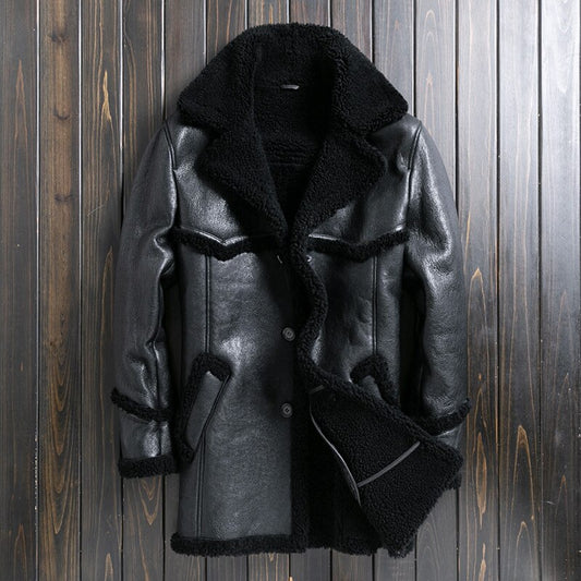 Genuine Leather Loose Lamb Wool Long Coats
