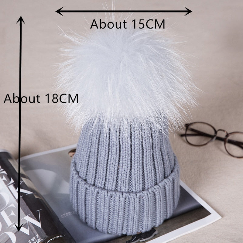 Children Knitted Wool With Pom Caps