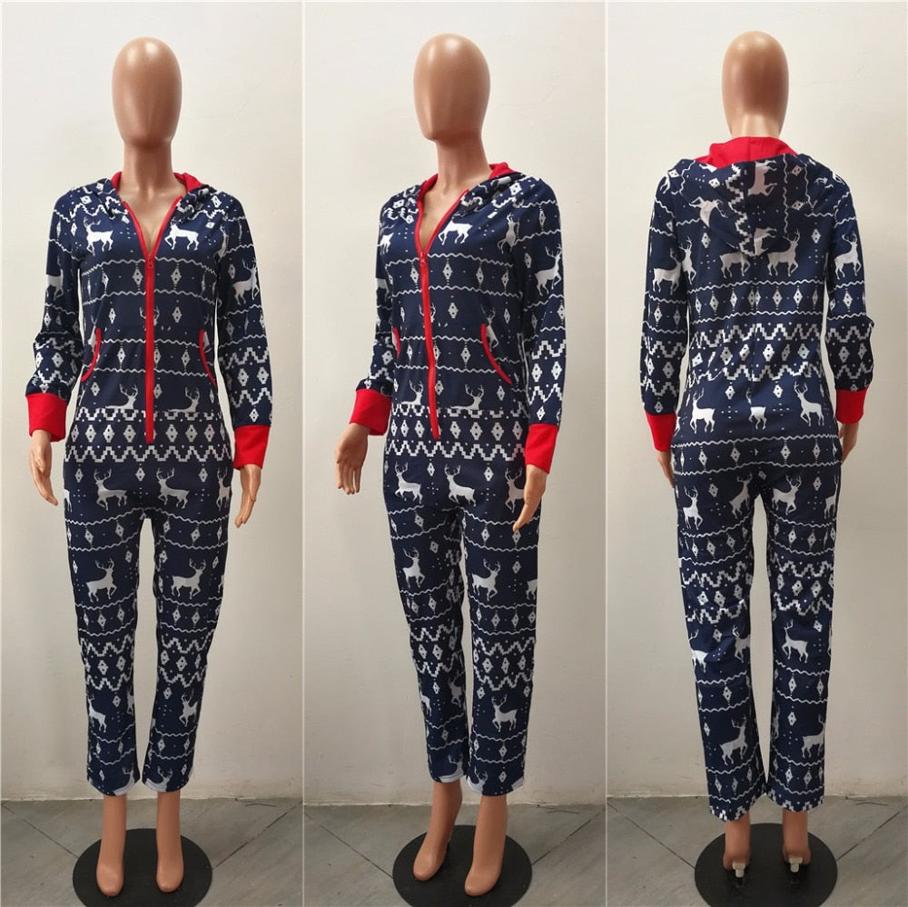 His/Her Christmas Hooded Onesies Jumpsuit