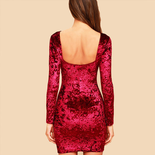 Crushed Velvet Bodycon Mini Dresses